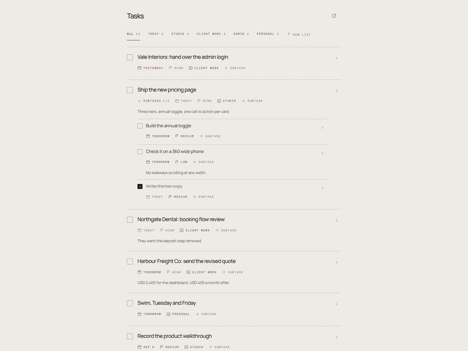 Alorny Tasks task workspace demo
