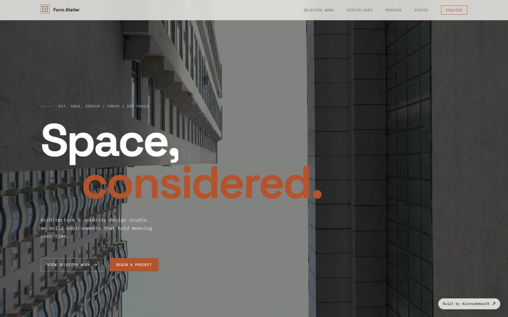 Form Atelier architecture studio site