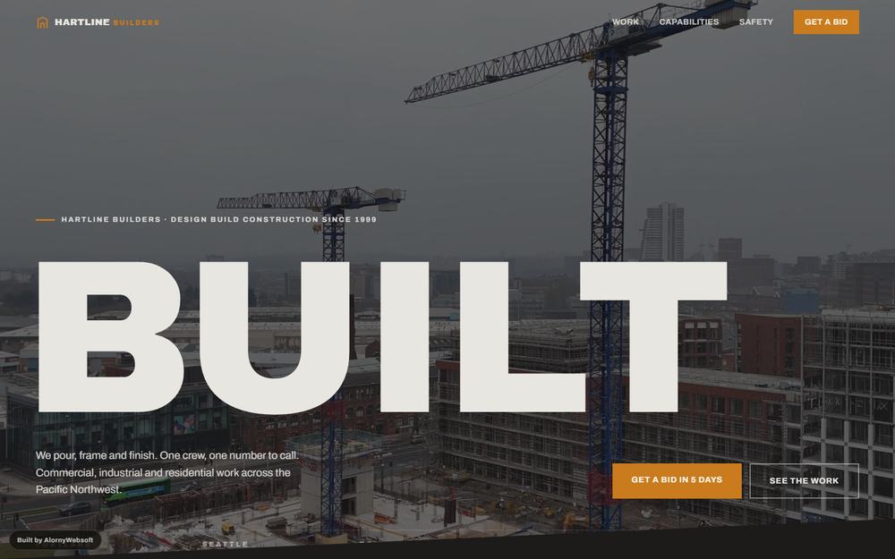 Hartline Builders construction firm site