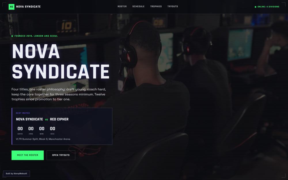 Nova Syndicate esports organization site