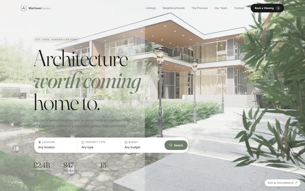 Marlowe Estates luxury real estate site