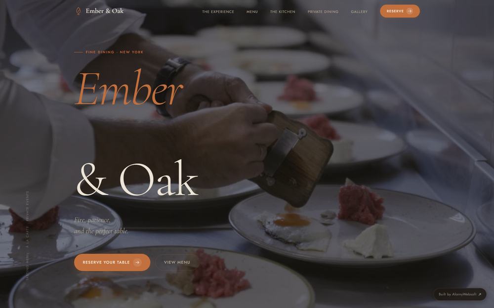 Ember and Oak fine dining site